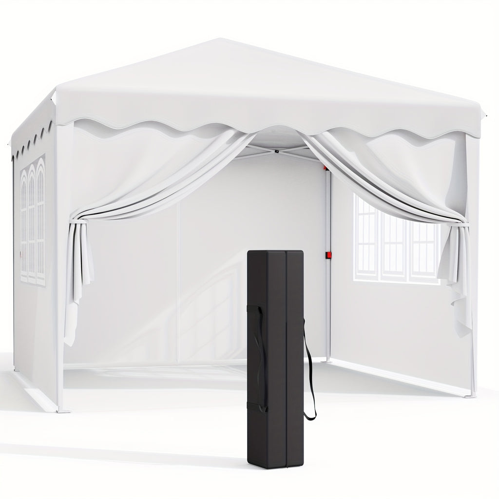 10X20Ft/10X10Ft Pop Up Canopy Tent with Sidewalls, Heavy Duty Wedding Party Tent, Height Adjustable Outdoor Portable Gazebo, Instant Sun Protection Shelter, with Wheeled Bag