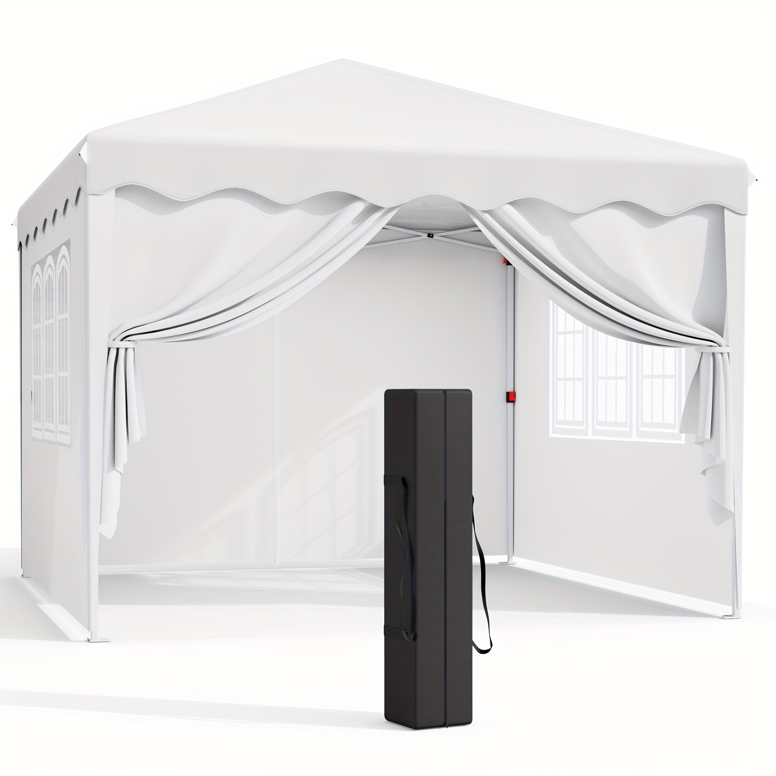 10X20Ft/10X10Ft Pop Up Canopy Tent with Sidewalls, Heavy Duty Wedding Party Tent, Height Adjustable Outdoor Portable Gazebo, Instant Sun Protection Shelter, with Wheeled Bag
