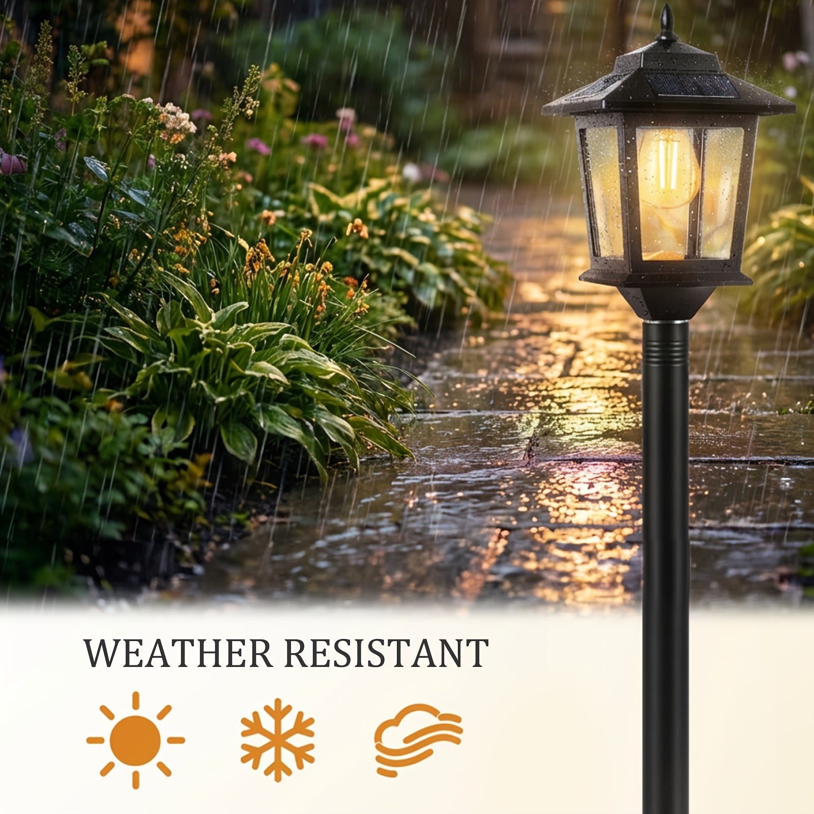 2 Pack 63in Solar Lamp Post Lights, Outdoor Post Lights, Christmas Decorations, Pole Lights Outdoor, Decorative Lamp for Garden, Patio, Lawn, Pathway, Driveway, Front/Back Door, Warm White, Replaceable Bulb, 1800LM