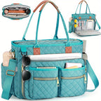 Teacher Bag for Women, Female 2025 New Diamond Patterned Commuting Tote Bag, Multi Compartment Computer Bag, And Wear-Resistant Professional Work Bag