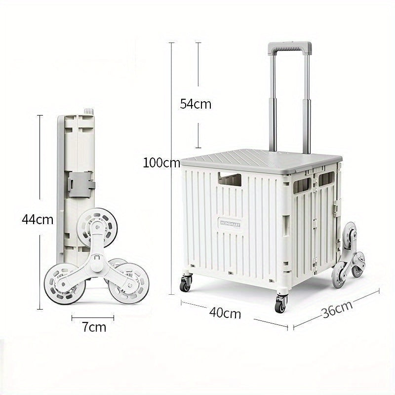 1pc Office Folding Portable Lightweight Cart 10.2 Gallon/14.7 Gallon, Portable Small Trailer, Plastic Travel Case, Outdoor Trolley with Universal Wheels And Lid for Camping, Shopping, Picnics Office