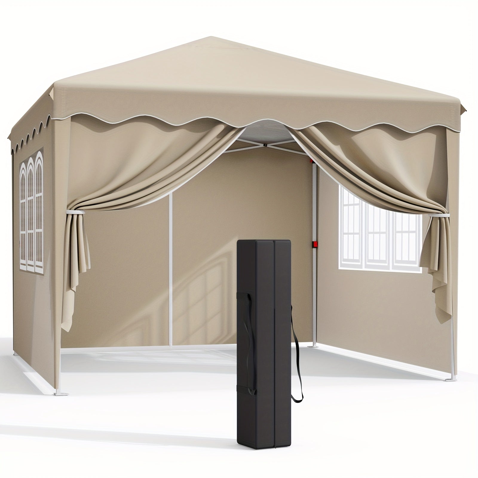 10X20Ft/10X10Ft Pop Up Canopy Tent with Sidewalls, Heavy Duty Wedding Party Tent, Height Adjustable Outdoor Portable Gazebo, Instant Sun Protection Shelter, with Wheeled Bag