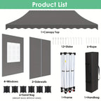 10X20Ft/10X10Ft Pop Up Canopy Tent with Sidewalls, Heavy Duty Wedding Party Tent, Height Adjustable Outdoor Portable Gazebo, Instant Sun Protection Shelter, with Wheeled Bag