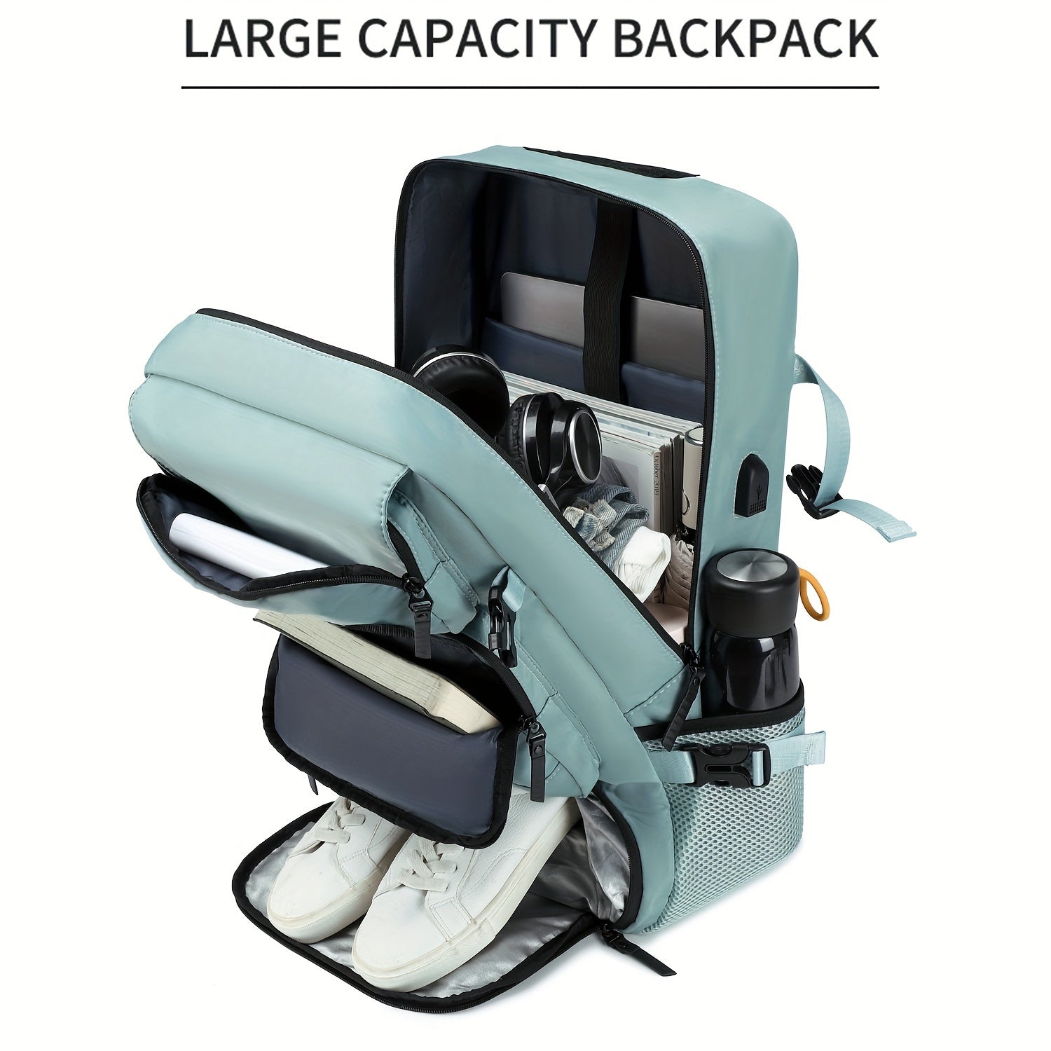Ein großer Laptop-Rucksack, sowohl für Männer als auch Frauen konzipiert, mit multifunktionalem Reisedesign und Schuhfach, ideal für Geschäftsreisen, Reisen, Universität, Urlaubsreisen, Partygeschenke, Schulgebrauch