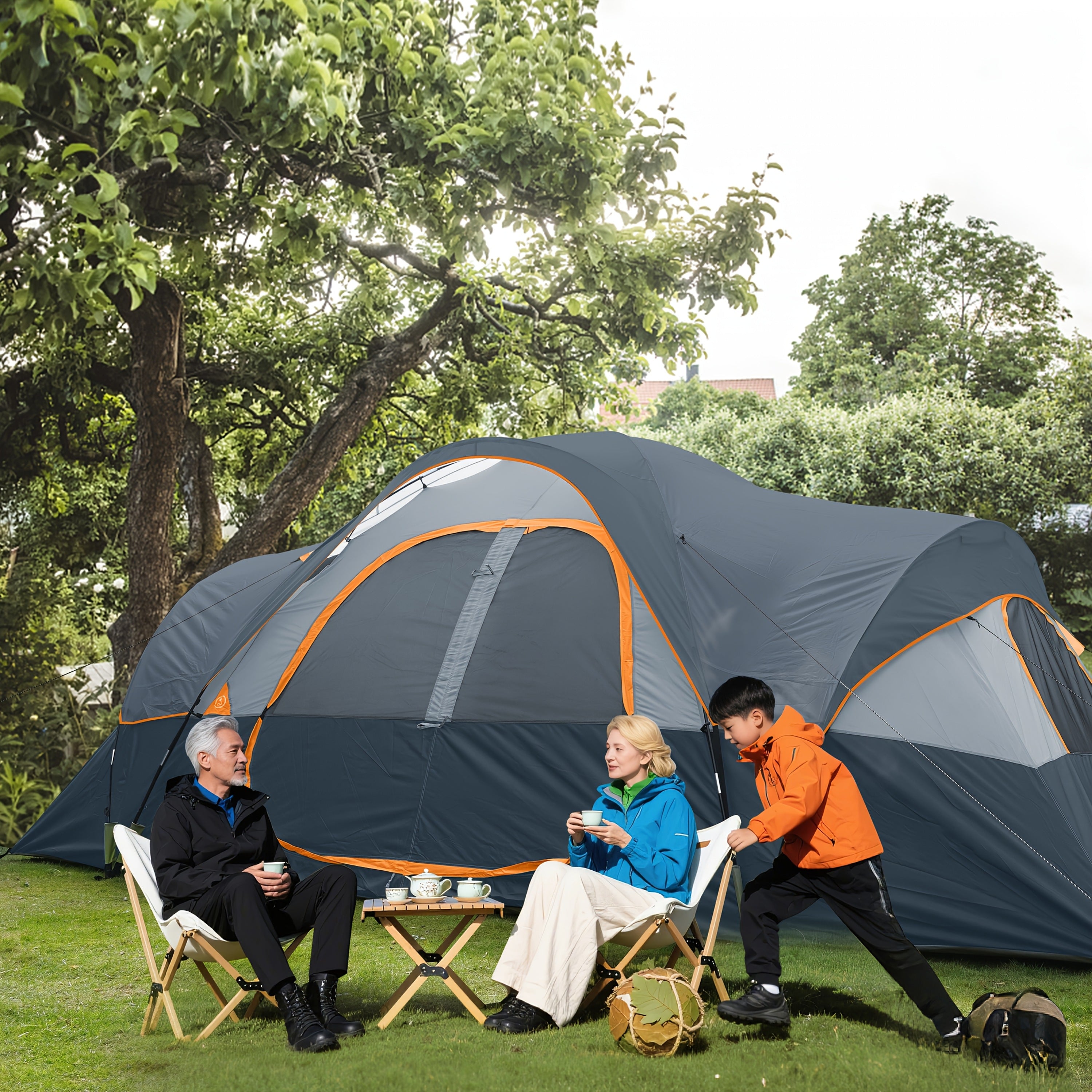 10 Person for family Camping Tent, Spacious 2 Room & Windproof Cabin Tent With Mesh Windows, Easy Setup, Perfect For Family Trips & Outdoor Gatherings