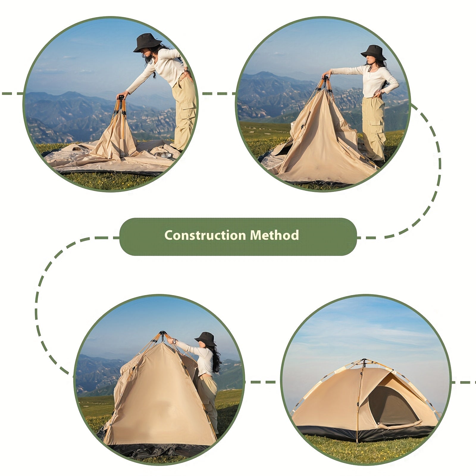 Vollautomatisches Pop-up-Zelt für Outdoor-Selbstfahrertouren, Camping, Angeln und Strandschutz, geeignet für 2-3 oder 3-4 Personen, tragbar zum Angeln und Wandern