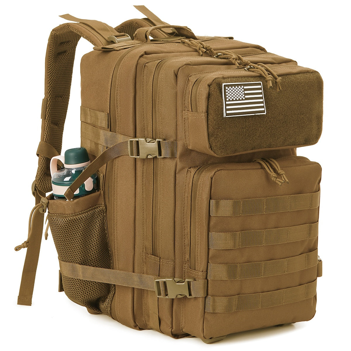 11.89gal Tactical Hiking Backpack - Durable Polyester, Multifunctional Camping & Trekking Shoulder Bag with Zip Closure, Ideal for 3-Day Outdoor Adventures, Hunting, and Sports, Available in Black, Gray, Red, and Green, Camping Gear | Modern Backpack | Ad