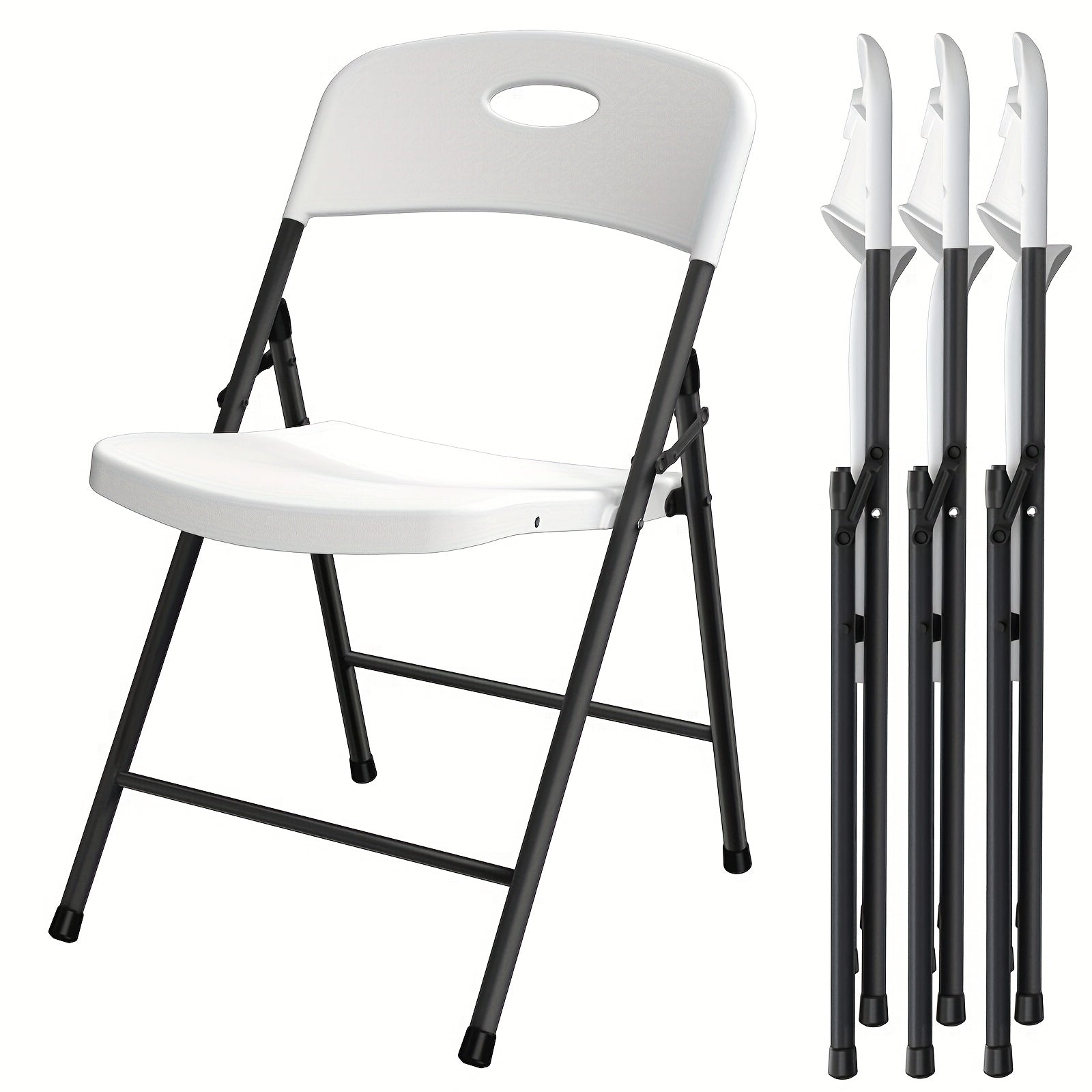 4pcs Black And White Folding Multi-functional Chair, with A Sturdy Metal Frame, Foldable And Easy to Store, Suitable for Indoor And Outdoor Office Use, Indoor Seating, Outdoor Furniture, Minimalist Chair, Foldable Furniture, Easy Storage