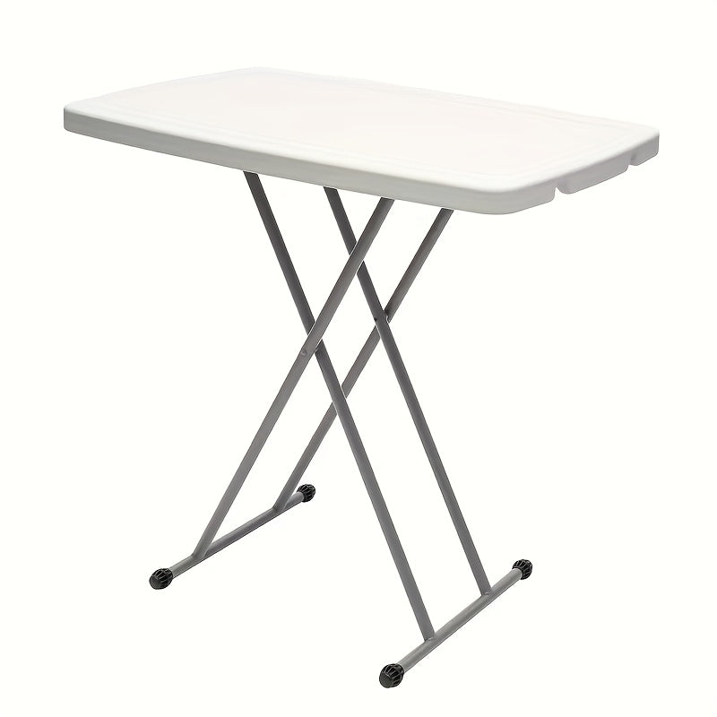 Folding Table 2.5/4/6FT Portable Heavy Duty Plastic Fold-in-Half Utility Table Portable Dining Table Indoor Outdoor Adjustable Height Folding with Carrying Handle, Locks, Camping and Party, Picnic Table -White/Black