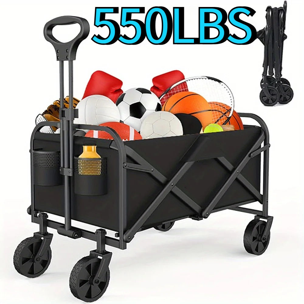 680LBS/550LBS/350LBS Christmas Sports Equipment Transporter, Folding Cart with Fully Portable Tires, Strong Load Capacity, Heavy Duty Multi-Purpose Cart with Transport Rack, Suitable for Beach, Garden, Camping, Shopping, and Sports Clearance