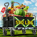 220LBS/ 450LBS/ 680LBS All Terrain Heavy Duty Folding Cart, Large Capacity Camper Suitable for Yard Shopping/ Sports/ Outdoor/ Gardening Equipment Handling, Black Multifunctional Utility Cart