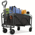 220LBS/ 450LBS/ 680LBS All Terrain Heavy Duty Folding Cart, Large Capacity Camper Suitable for Yard Shopping/ Sports/ Outdoor/ Gardening Equipment Handling, Black Multifunctional Utility Cart