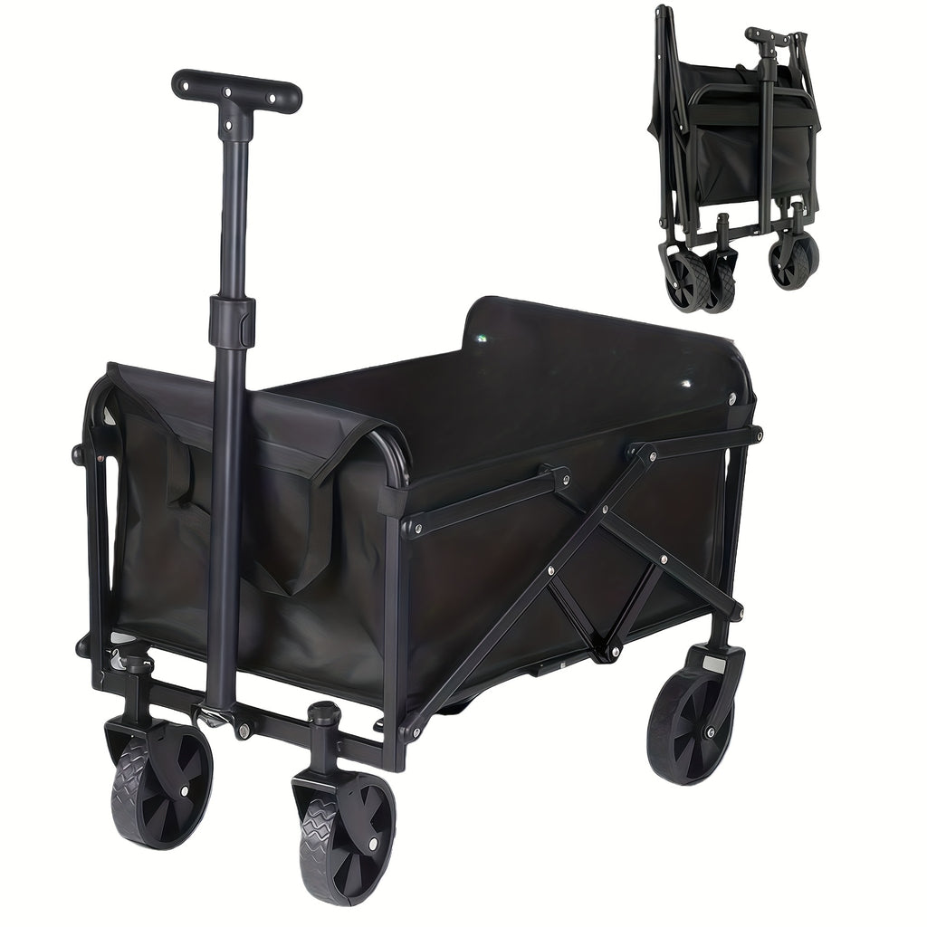 220LBS/ 450LBS/ 680LBS All Terrain Heavy Duty Folding Cart, Large Capacity Camper Suitable for Yard Shopping/ Sports/ Outdoor/ Gardening Equipment Handling, Black Multifunctional Utility Cart