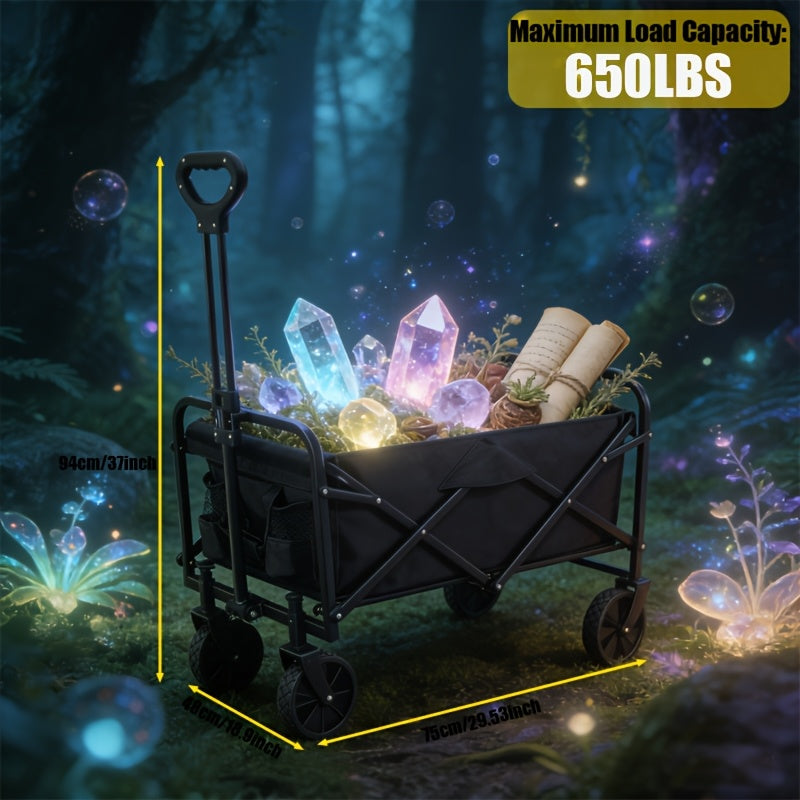 Sturdy And Durable Outdoor Cart That Can Be Folded, Featuring All-Terrain Wheels, a Stainless Steel Frame, And Made from 600D Oxford Fabric. Available in Various Styles, This Spacious Camping Cart Is Perfect for Activities Like Camping, Gardening
