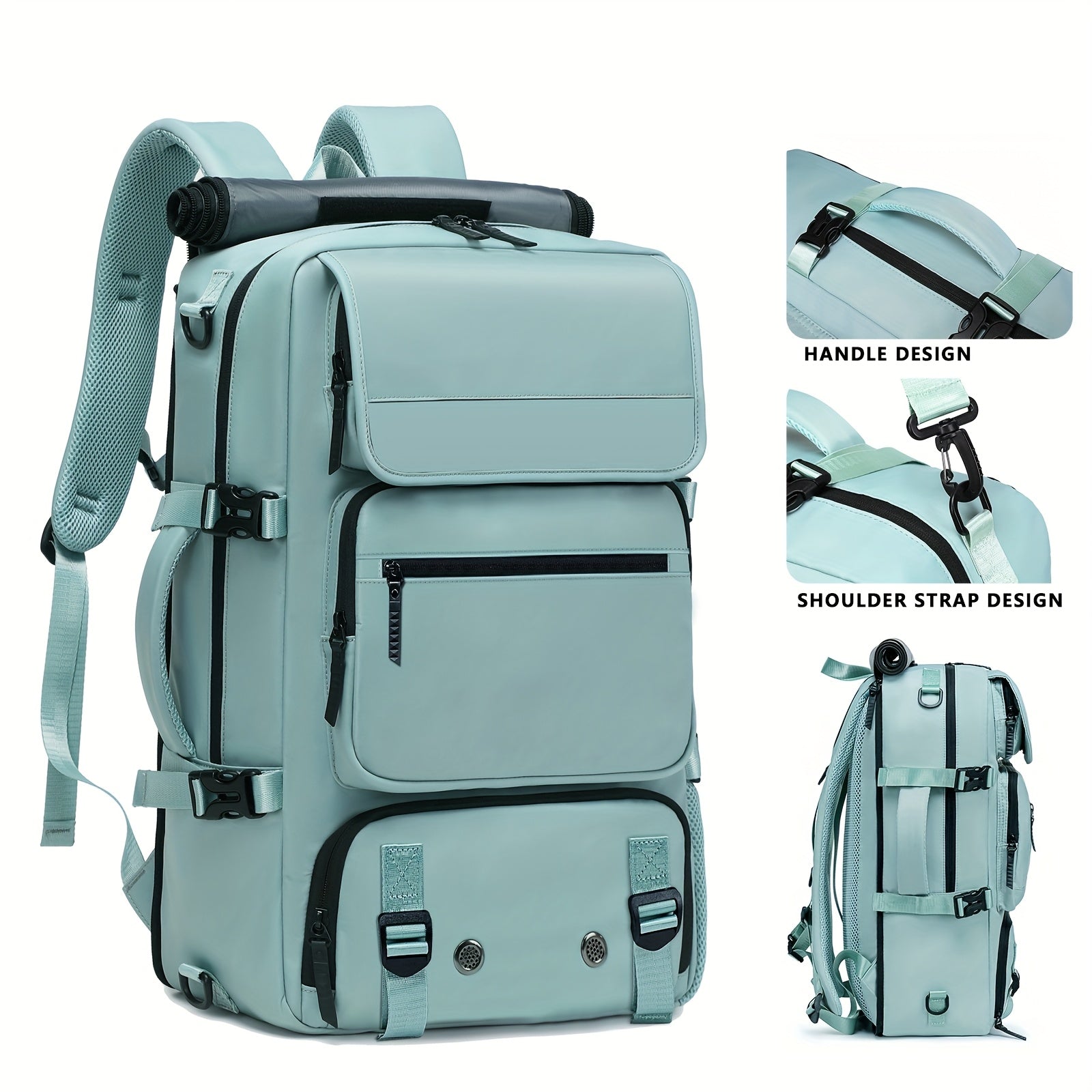 Men'S Large Capacity Travel Laptop Backpack, Airline Approved Business Work Bag, Fits 17-inch Notebook, Durable Nylon Material, With Shoe Compartment, Adjustable Shoulder Straps, And Multiple Utility Pockets, Ideal For Outdoor Hiking And Camping