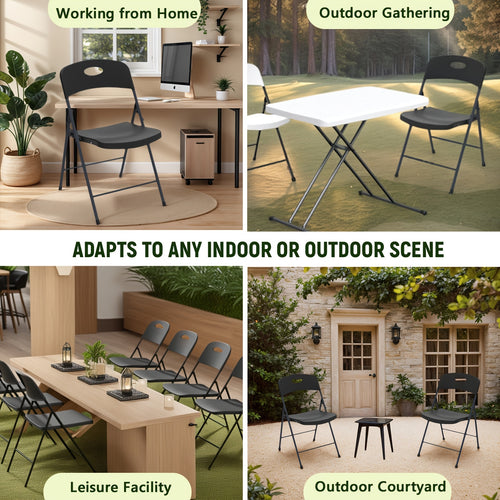 4pcs Black And White Folding Multi-functional Chair, with A Sturdy Metal Frame, Foldable And Easy to Store, Suitable for Indoor And Outdoor Office Use, Indoor Seating, Outdoor Furniture, Minimalist Chair, Foldable Furniture, Easy Storage