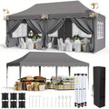 10X20Ft/10X10Ft Pop Up Canopy Tent with Sidewalls, Heavy Duty Wedding Party Tent, Height Adjustable Outdoor Portable Gazebo, Instant Sun Protection Shelter, with Wheeled Bag