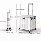 1pc Office Folding Portable Lightweight Cart 10.2 Gallon/14.7 Gallon, Portable Small Trailer, Plastic Travel Case, Outdoor Trolley with Universal Wheels And Lid for Camping, Shopping, Picnics Office