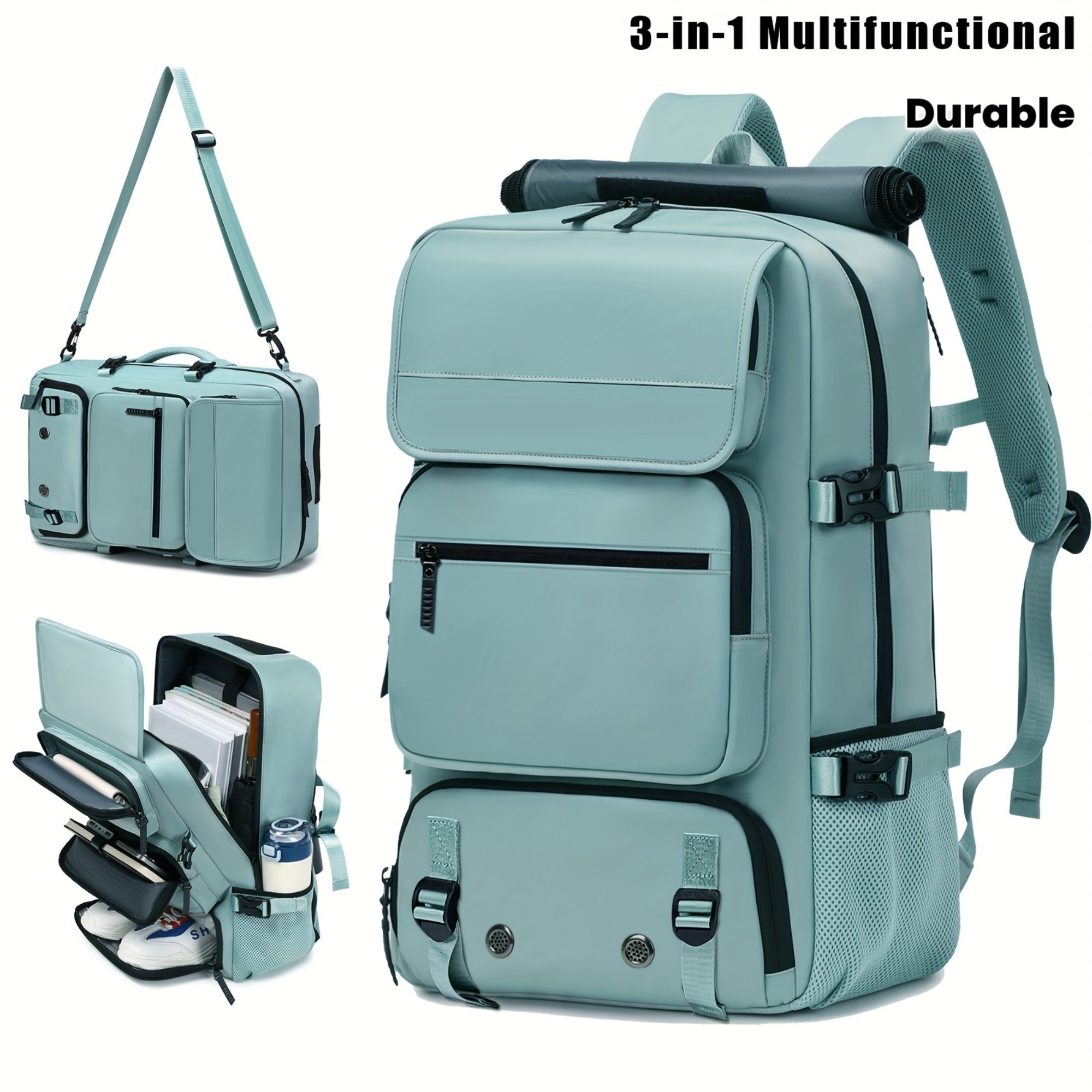 Men'S Large Capacity Travel Laptop Backpack, Airline Approved Business Work Bag, Fits 17-inch Notebook, Durable Nylon Material, With Shoe Compartment, Adjustable Shoulder Straps, And Multiple Utility Pockets, Ideal For Outdoor Hiking And Camping