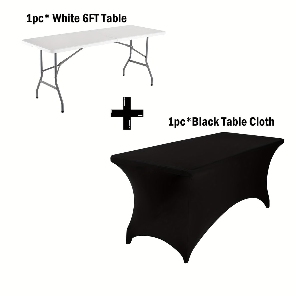 4ft/6ft Kunststoff-Klapptisch, tragbarer Esstisch für drinnen und draußen mit Tragegriff, Verriegelungen, Picknicktisch – Weiß