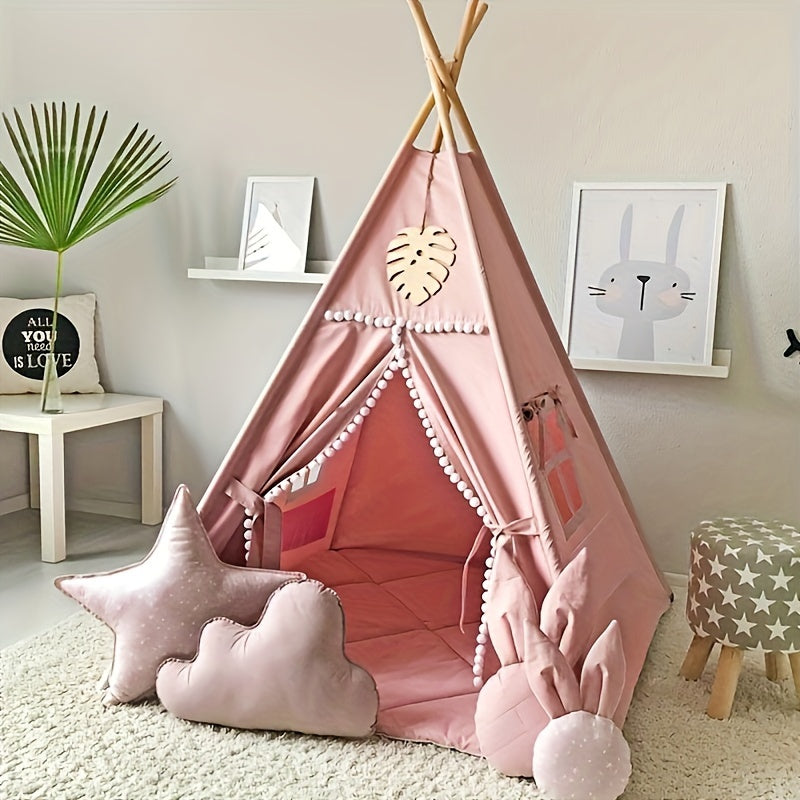 A Play Tent Designed for Indoor Use, Resembling a Nordic-Style Conical House for Kids, Perfect for Both Boys And Girls. (Does Not Include a Bottom Pad)