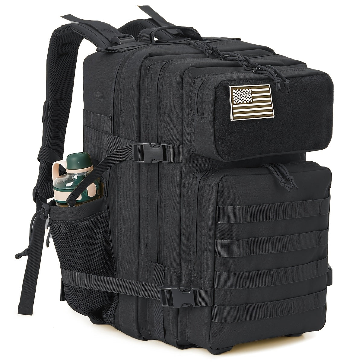 11.89gal Tactical Hiking Backpack - Durable Polyester, Multifunctional Camping & Trekking Shoulder Bag with Zip Closure, Ideal for 3-Day Outdoor Adventures, Hunting, and Sports, Available in Black, Gray, Red, and Green, Camping Gear | Modern Backpack | Ad