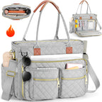 Teacher Bag for Women, Female 2025 New Diamond Patterned Commuting Tote Bag, Multi Compartment Computer Bag, And Wear-Resistant Professional Work Bag