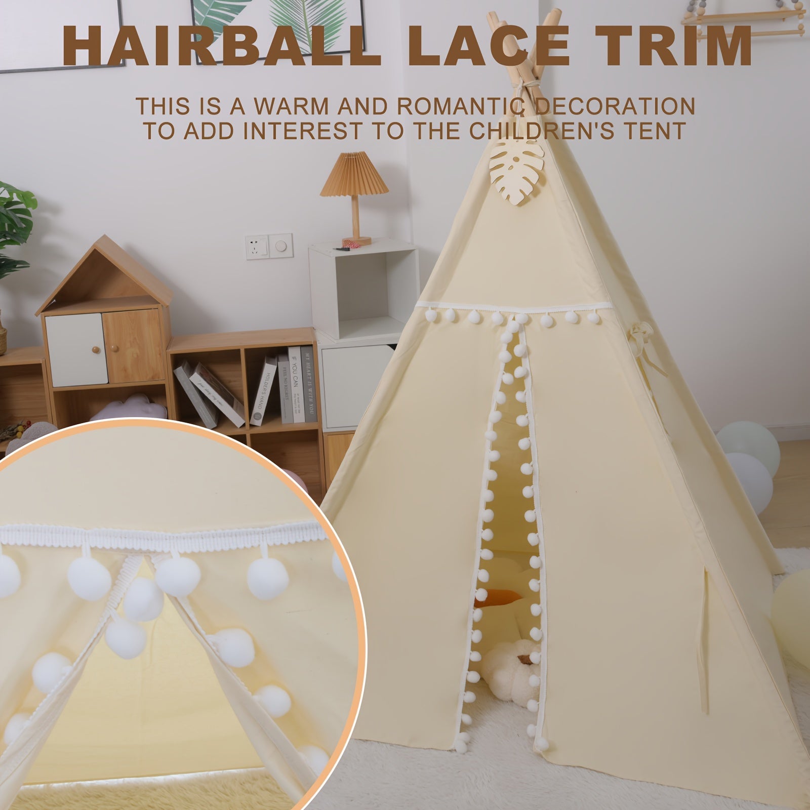 A Play Tent Designed for Indoor Use, Resembling a Nordic-Style Conical House for Kids, Perfect for Both Boys And Girls. (Does Not Include a Bottom Pad)