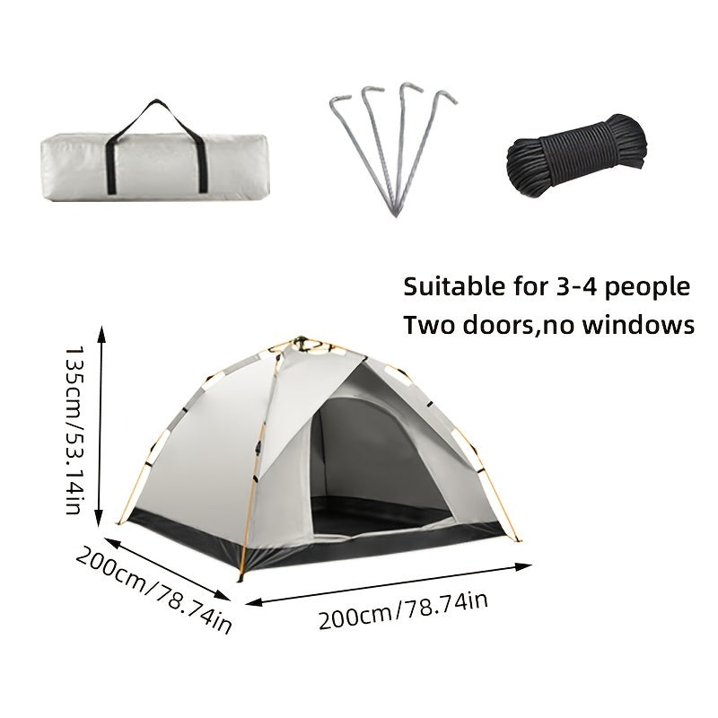 Suitable for 4 People, Foldable Automatic Tent, Portable Camping Tent, Multifunctional Outdoor Shelter, Windproof and Sunproof