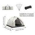 Suitable for 4 People, Foldable Automatic Tent, Portable Camping Tent, Multifunctional Outdoor Shelter, Windproof and Sunproof