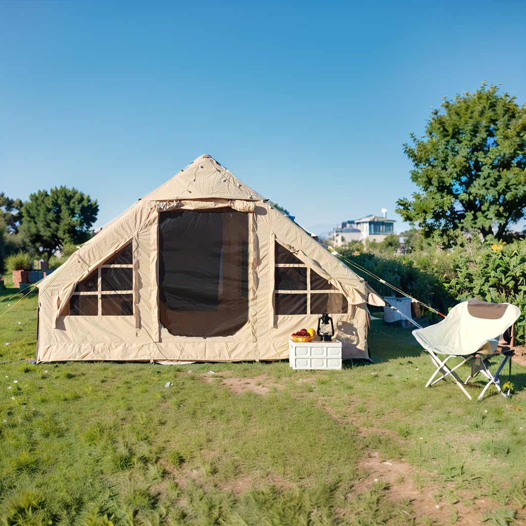 AISUNSS Inflatable Camping Tent for 4-6 Person, Easy Setup High Quality Outdoor Oxford Tents with Pump,Self-Supporting Structure Inflatable House Tent, Cabin Tent with Mesh Windows & Doors