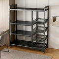 Office Storage And Organization Cart, 1pc Movable Storage Rack, Adjustable Kitchen Shelf with Wire Baskets, Kitchen Organizer And Storage, Metal Shelf Rack with Wheels, Suitable for Garage