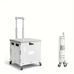 1pc Office Folding Portable Lightweight Cart 10.2 Gallon/14.7 Gallon, Portable Small Trailer, Plastic Travel Case, Outdoor Trolley with Universal Wheels And Lid for Camping, Shopping, Picnics Office