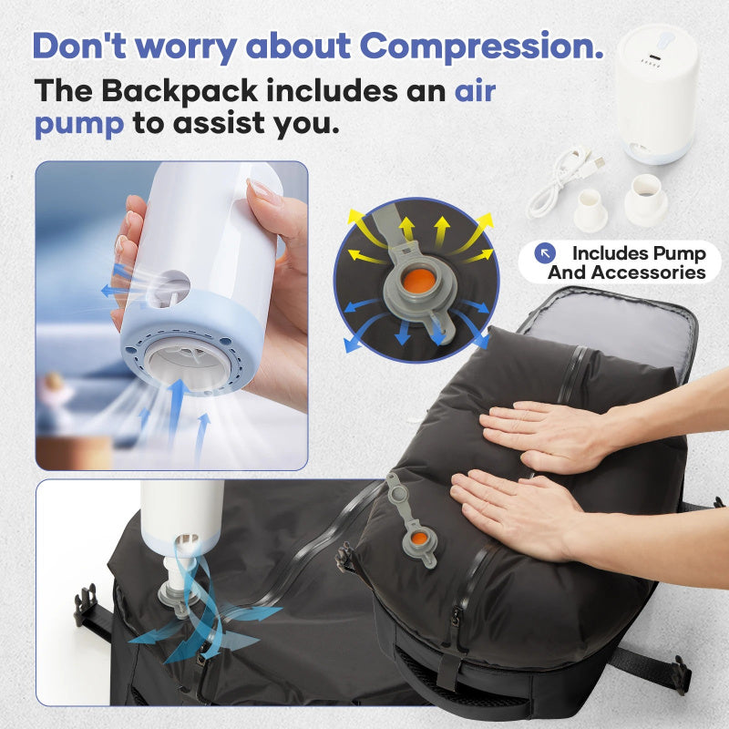 Reisetasche für Damen und Herren mit Vakuumversiegelung, Luftpumpe und erweiterbarem Design, ideal zum Transport von Laptops und zur Maximierung des Platzes
