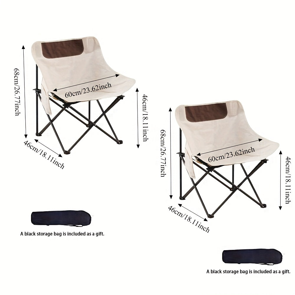 2pcs Moon Chair Set. As A Portable Folding Camping Chair, It Comes with A Storage Bag And Is Using In Courtyards, Beaches, Fishing Trips, Family Barbecues, Outdoor Hiking, And Picnic Parties.Not Recommended for Those Over 120 Pounds.