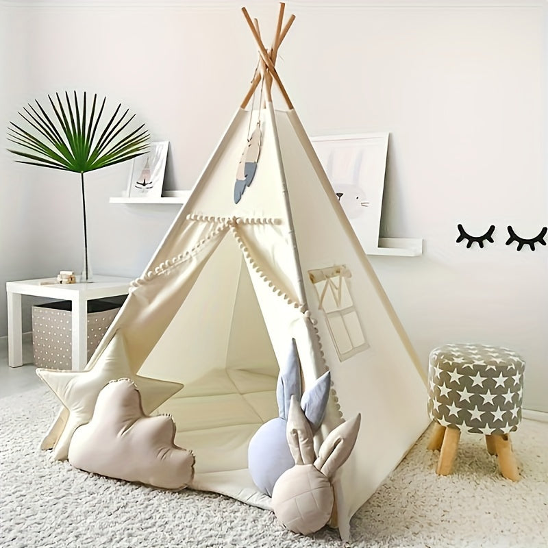 A Play Tent Designed for Indoor Use, Resembling a Nordic-Style Conical House for Kids, Perfect for Both Boys And Girls. (Does Not Include a Bottom Pad)