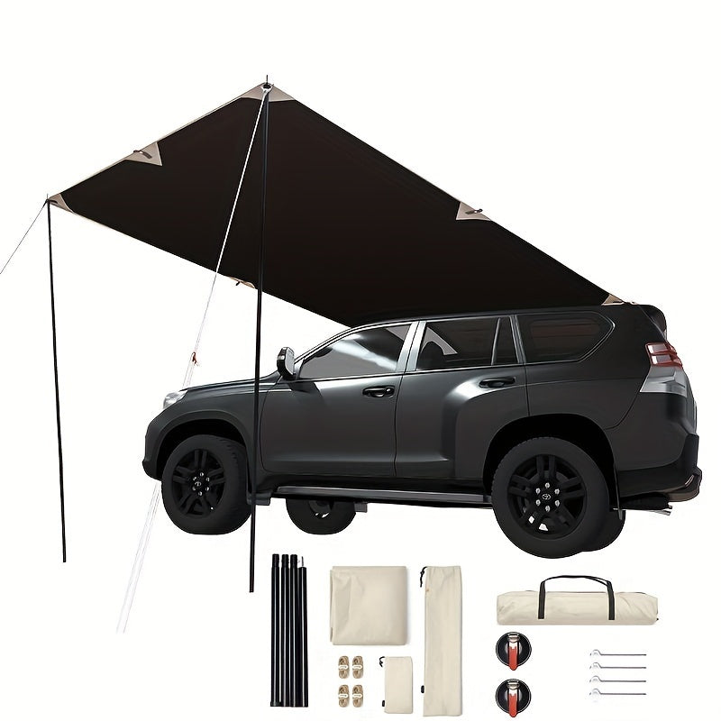 Car Canopy Camping, Outdoor Freestanding Roof Tent for SUV Truck Land Shelter, Foldable Portable Car Awning Sunshade