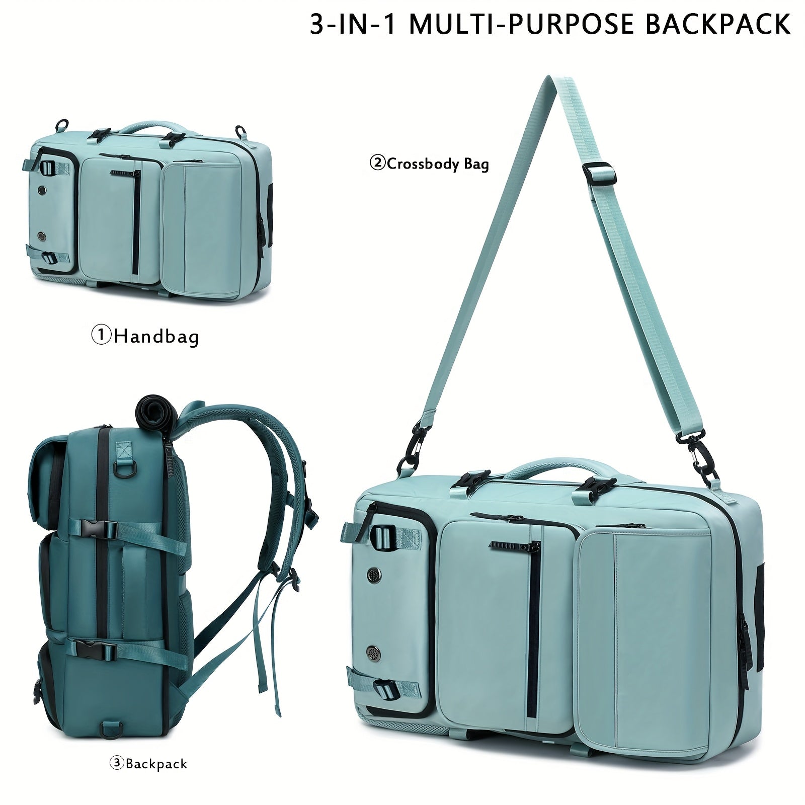 Men'S Large Capacity Travel Laptop Backpack, Airline Approved Business Work Bag, Fits 17-inch Notebook, Durable Nylon Material, With Shoe Compartment, Adjustable Shoulder Straps, And Multiple Utility Pockets, Ideal For Outdoor Hiking And Camping