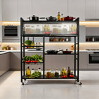 Office Storage And Organization Cart, 1pc Movable Storage Rack, Adjustable Kitchen Shelf with Wire Baskets, Kitchen Organizer And Storage, Metal Shelf Rack with Wheels, Suitable for Garage