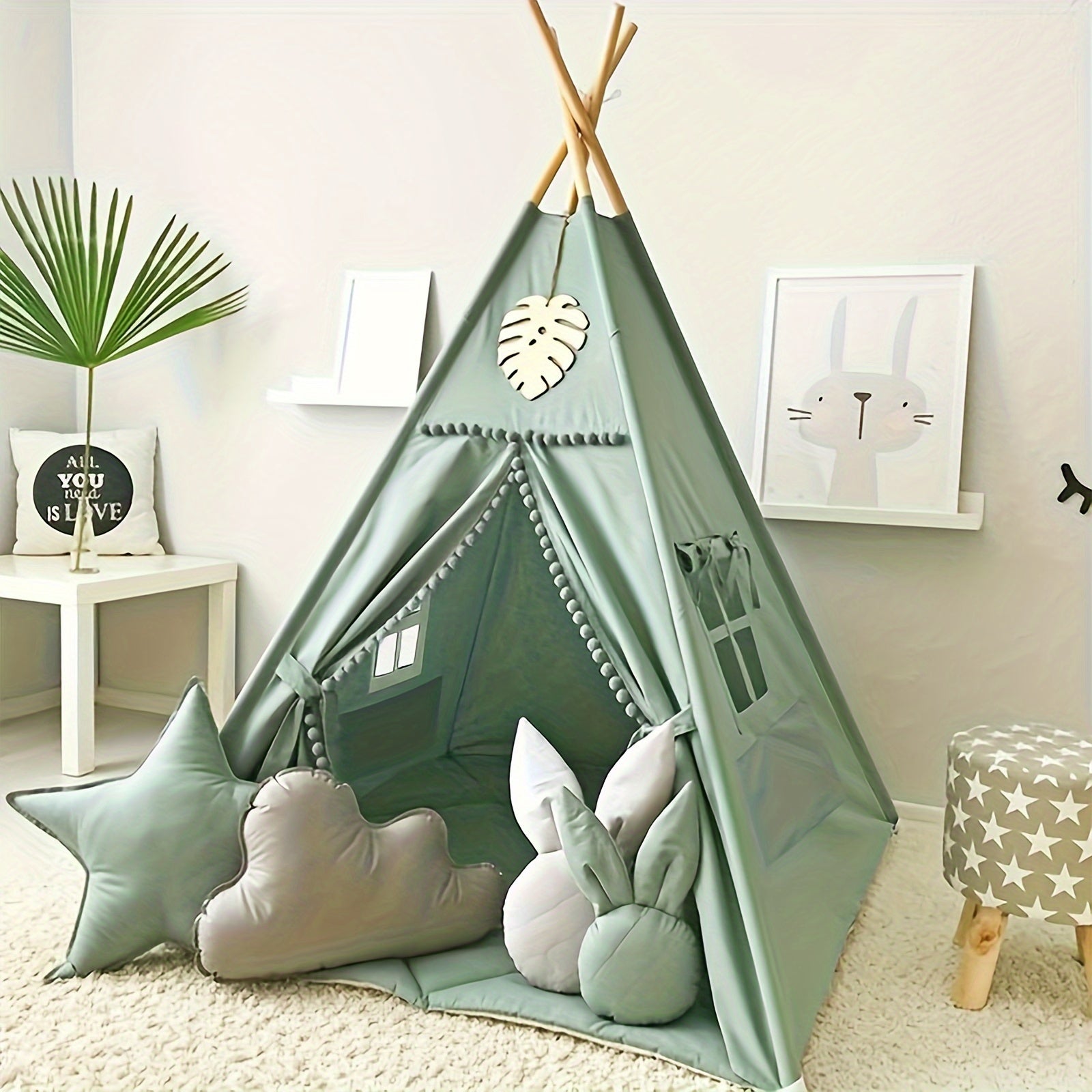 A Play Tent Designed for Indoor Use, Resembling a Nordic-Style Conical House for Kids, Perfect for Both Boys And Girls. (Does Not Include a Bottom Pad)