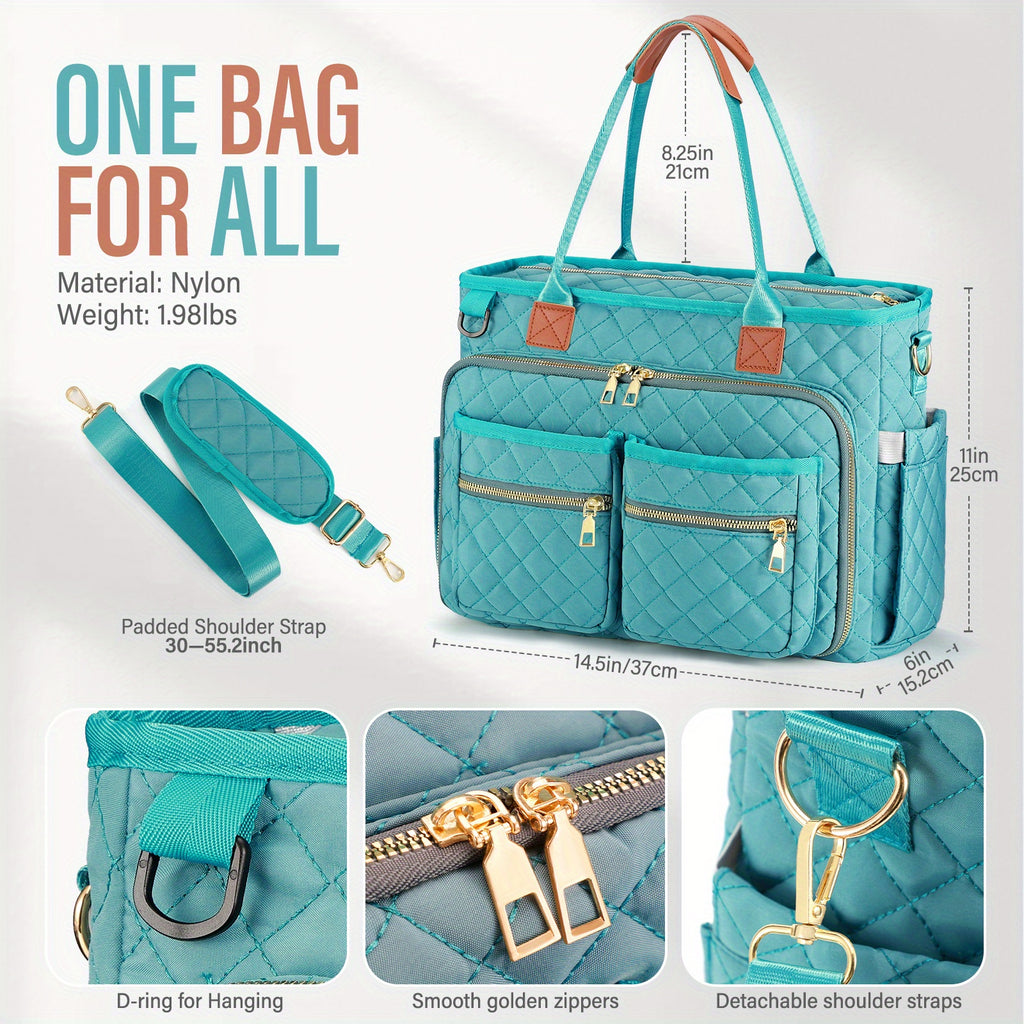 Teacher Bag for Women, Female 2025 New Diamond Patterned Commuting Tote Bag, Multi Compartment Computer Bag, And Wear-Resistant Professional Work Bag