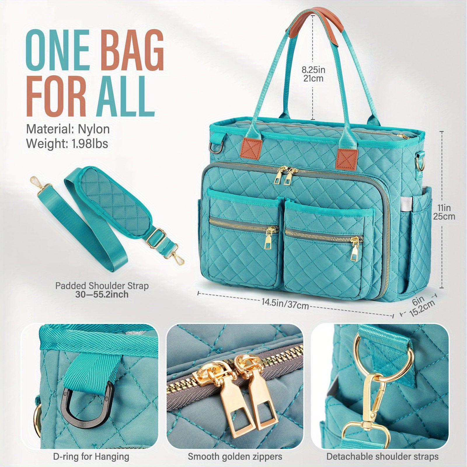 Lehrertasche für Damen, Damen 2025 Neue Tote Bag mit Rautenmuster für Pendler, Laptop-Tasche mit mehreren Fächern und strapazierfähige professionelle Arbeitstasche