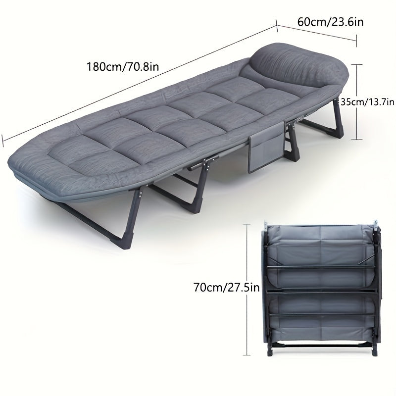 550 Lbs Weight Capacity Patio Party Resting Folding Camping Bed, 70.87inch Adjustable Folding Deck Chair, Perfect for Adults, Travel, Beach And Camping Adventures, Easy to Carry