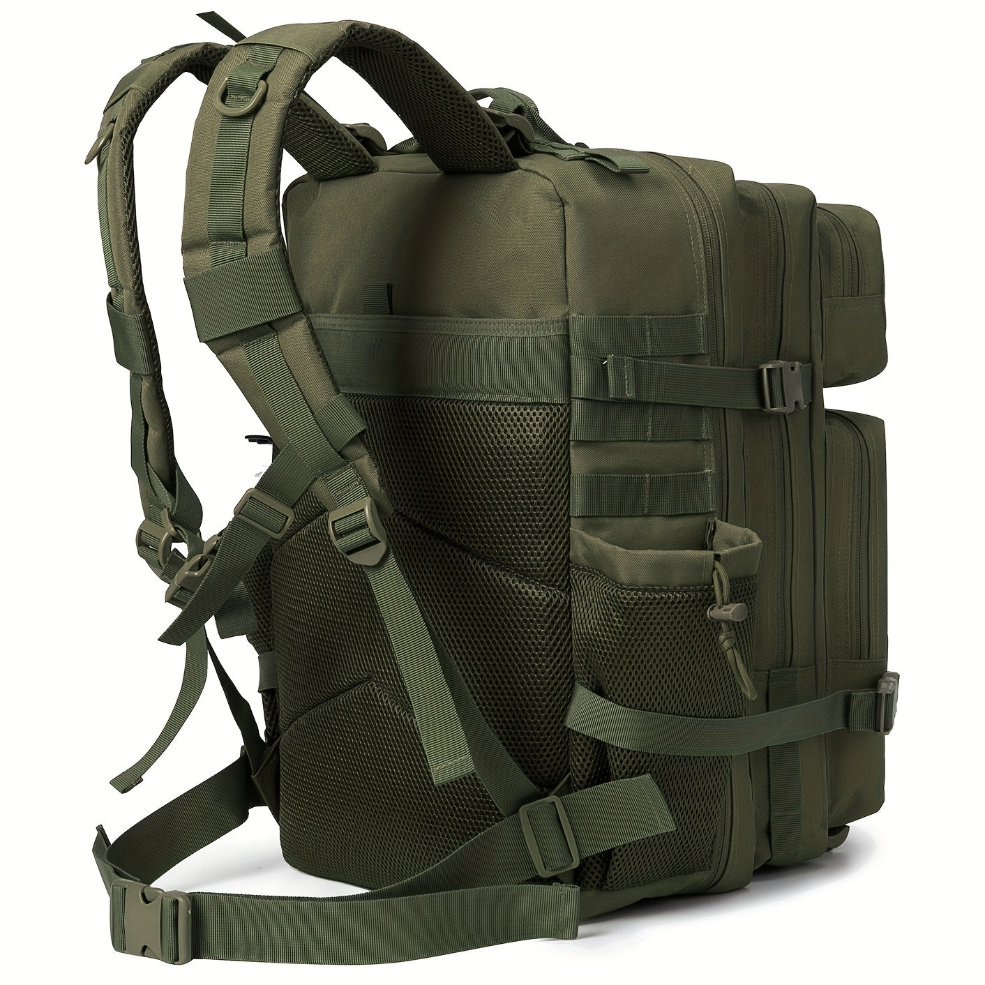 11.89gal Tactical Hiking Backpack - Durable Polyester, Multifunctional Camping & Trekking Shoulder Bag with Zip Closure, Ideal for 3-Day Outdoor Adventures, Hunting, and Sports, Available in Black, Gray, Red, and Green, Camping Gear | Modern Backpack | Ad