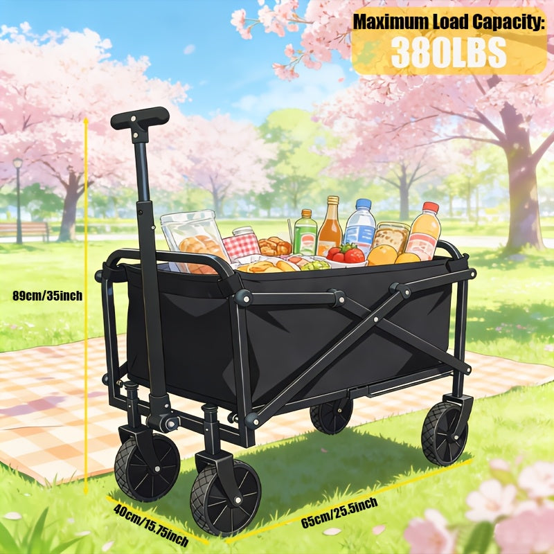 Sturdy And Durable Outdoor Cart That Can Be Folded, Featuring All-Terrain Wheels, a Stainless Steel Frame, And Made from 600D Oxford Fabric. Available in Various Styles, This Spacious Camping Cart Is Perfect for Activities Like Camping, Gardening