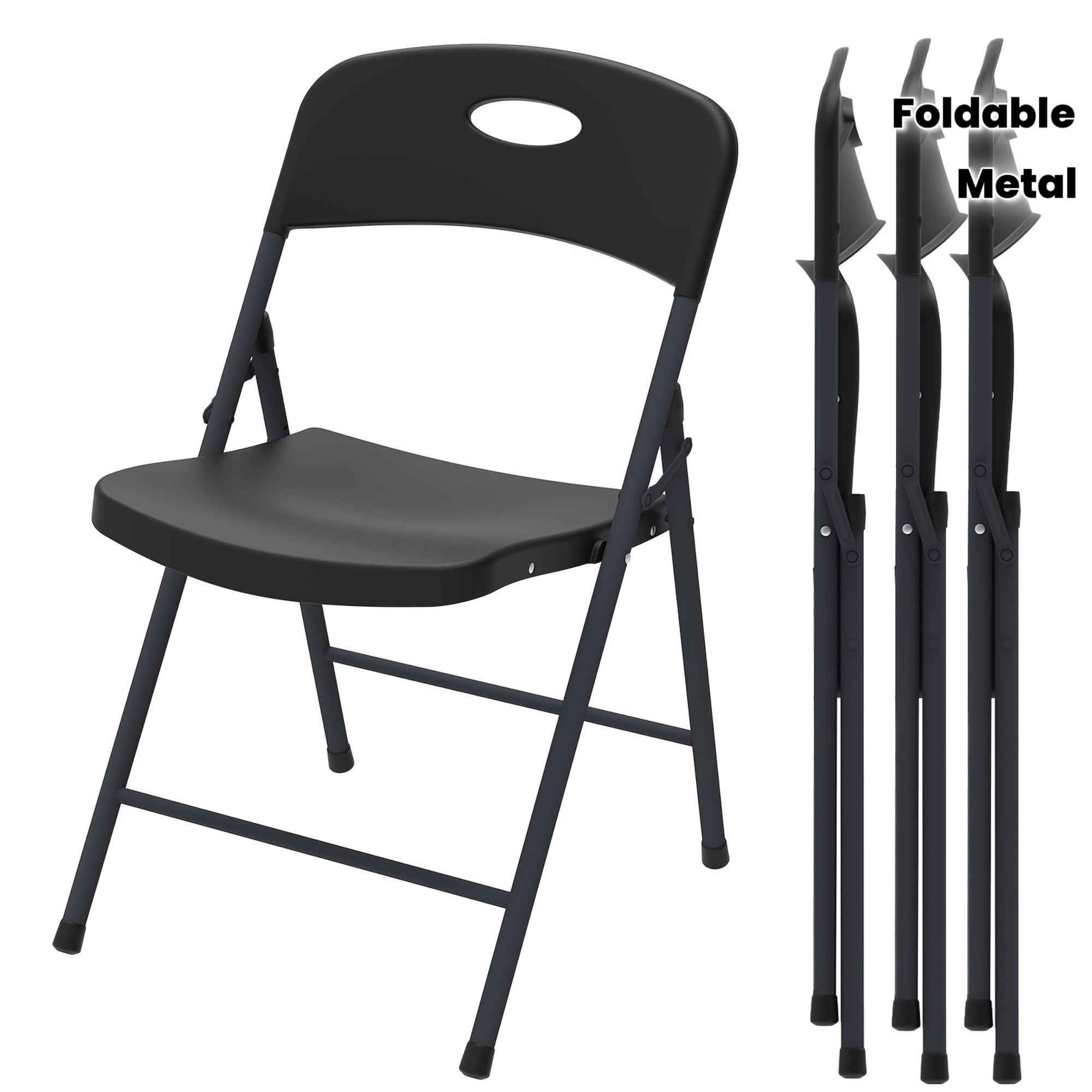 4pcs Black And White Folding Multi-functional Chair, with A Sturdy Metal Frame, Foldable And Easy to Store, Suitable for Indoor And Outdoor Office Use, Indoor Seating, Outdoor Furniture, Minimalist Chair, Foldable Furniture, Easy Storage