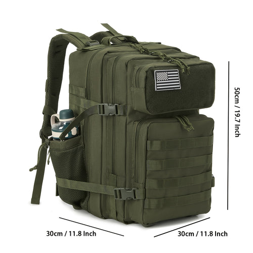 11.89gal Tactical Hiking Backpack - Durable Polyester, Multifunctional Camping & Trekking Shoulder Bag with Zip Closure, Ideal for 3-Day Outdoor Adventures, Hunting, and Sports, Available in Black, Gray, Red, and Green, Camping Gear | Modern Backpack | Ad