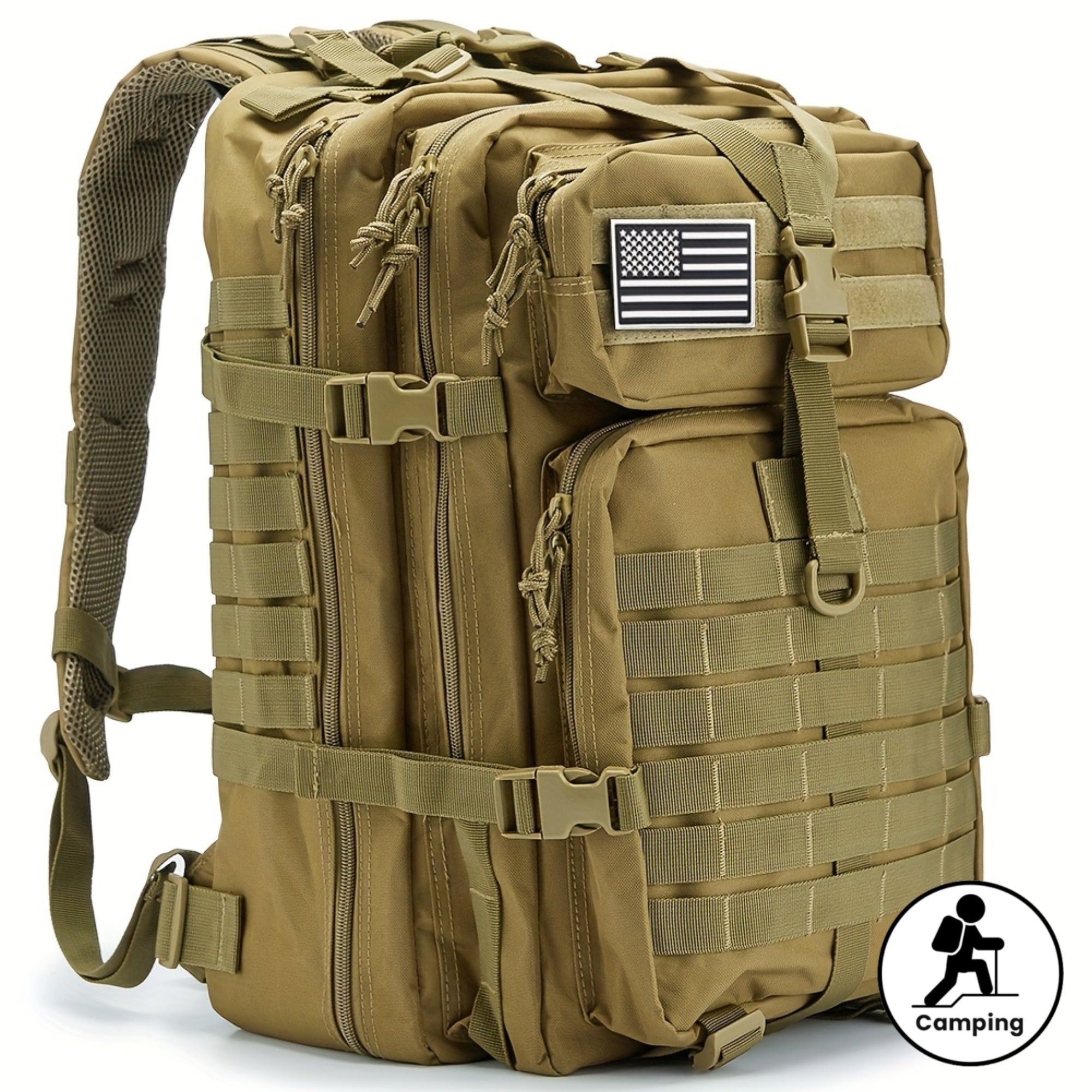 Tactical Hiking Backpack - Durable Polyester, Multifunctional Camping & Hunting Rucksack with Zip Closure, Ideal for 3-Day Trekking, Outdoor Sports, and Birthday Gifts, Outdoor Gear | Sporty Backpack | Adjustable Straps, Hiking Gear