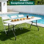 Office Tables Computer Workstations 2.5/4/6 Feet Folding Table | Equipped With Metal Legs, Sturdy And Durable, Plastic Tabletop Easy To Clean, Available In Various Colors, Foldable And Adjustable Height