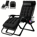 Zero Gravity Recliner, Foldable Headrests, Recliner with Cup Holder Tray And Detachable Cushion, Indoor/ Outdoor Foldable Recliner, Black/ Gray